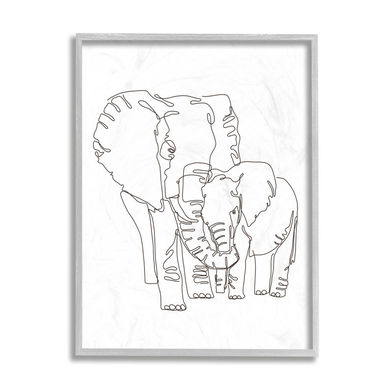 Famille d'éléphants tenant un tronc minimaliste, Estampe numérique Farmhouse, H 20 po x l 16 po