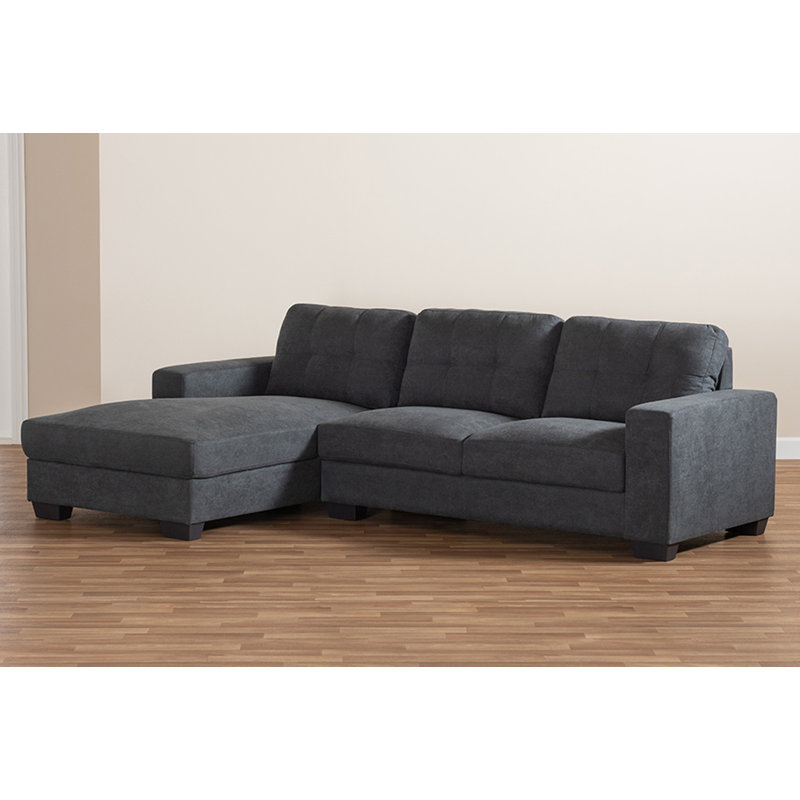 Upholstered L-Shaped Sectional, Left Hand Facing, Dark Gray