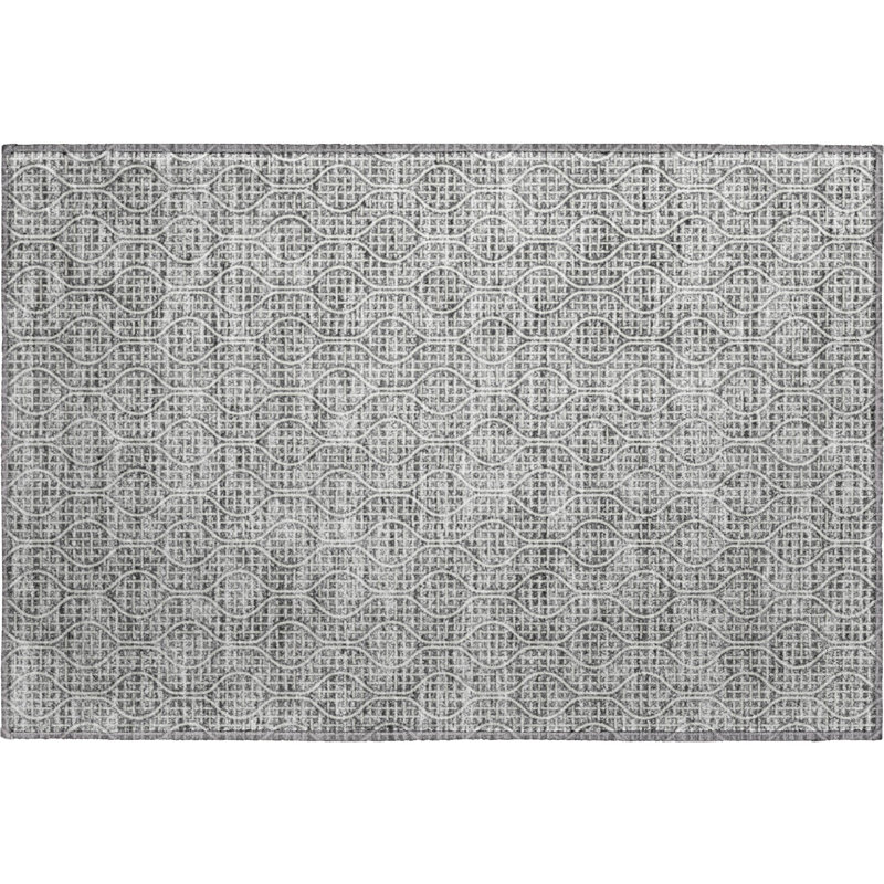 Premium Machine Washable Prisco Gray Rug, Rectangle 1'8" x 2'6"