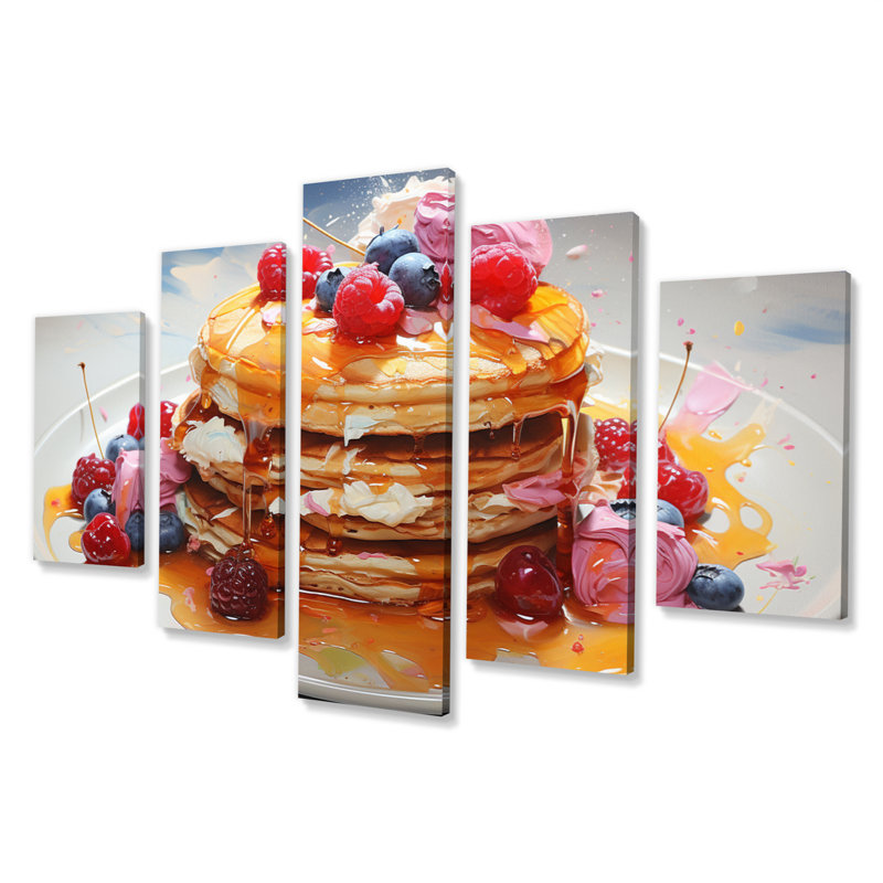  'Pancake Breakfast Popart II - Décoration murale aliments et boissons - 5 panneaux