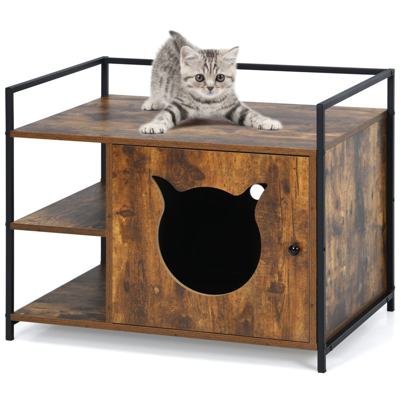 Cushing Wood Enclosed Litter Box Enclosure, Brown