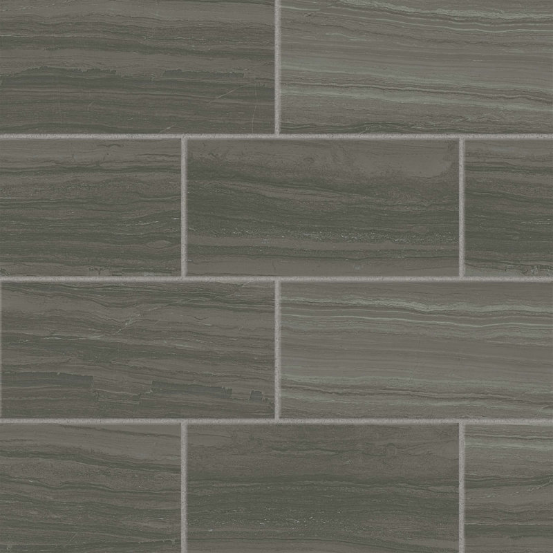 Highland 12" x 24" Porcelain Stone Look Wall & Floor Tile, Dark Gray/Beige
