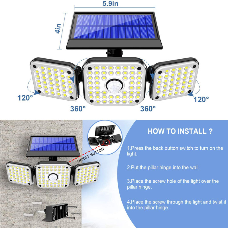 1.8-Watt LED Solar Power Flood Light with Motion Sensor