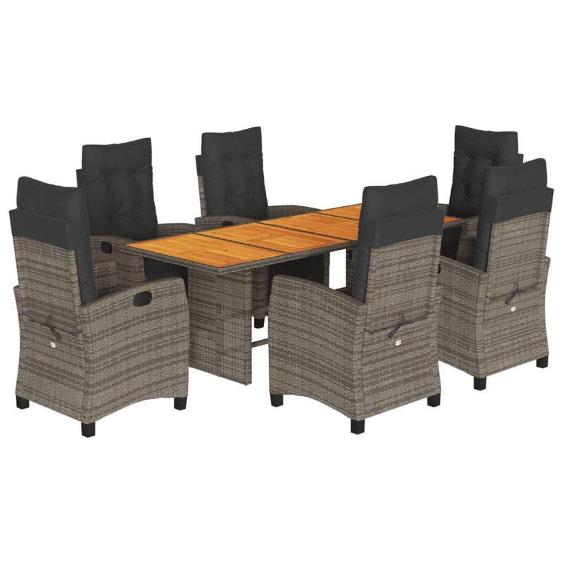 Red Barrel Studio® Patio Dining Set With Cushions Poly Rattan, 6