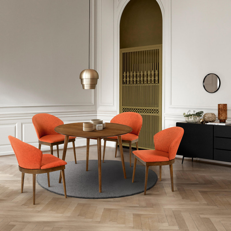 Ensemble de salle à manger 5 pièces Anthonella, Noyer, Orange / noyer, H 29,5 po x L 42 po x l 42 po