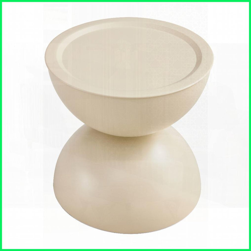 Table basse ronde Milk White avec plateau mobile et rangement