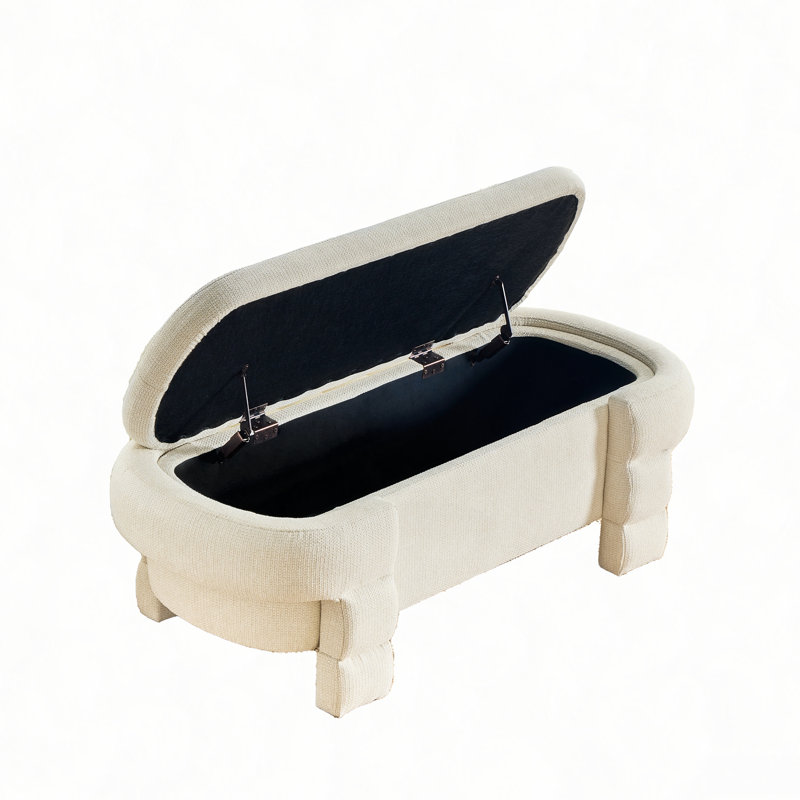 Banc de rangement en chenille avec compartiment caché, Beige, Beige