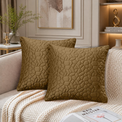 Pebble Pattern Velvet Cushion Covers Set of 2 – Soft Textured Scatter Pillow Covers for Sofa, Bed & Living Room 