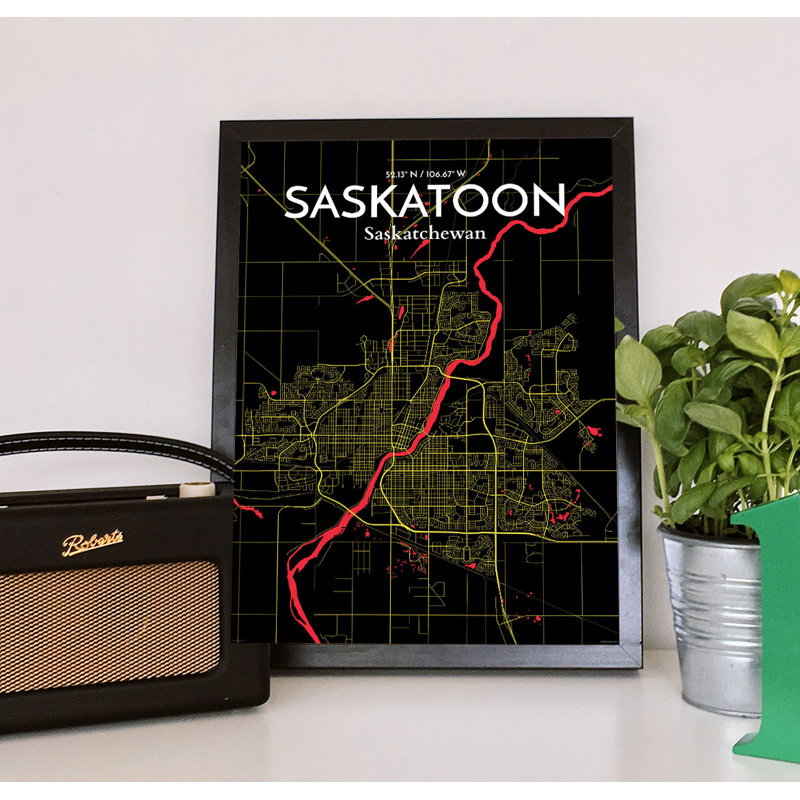 Saskatoon City Map - No Frame Print, 61 cm H x 46 cm W