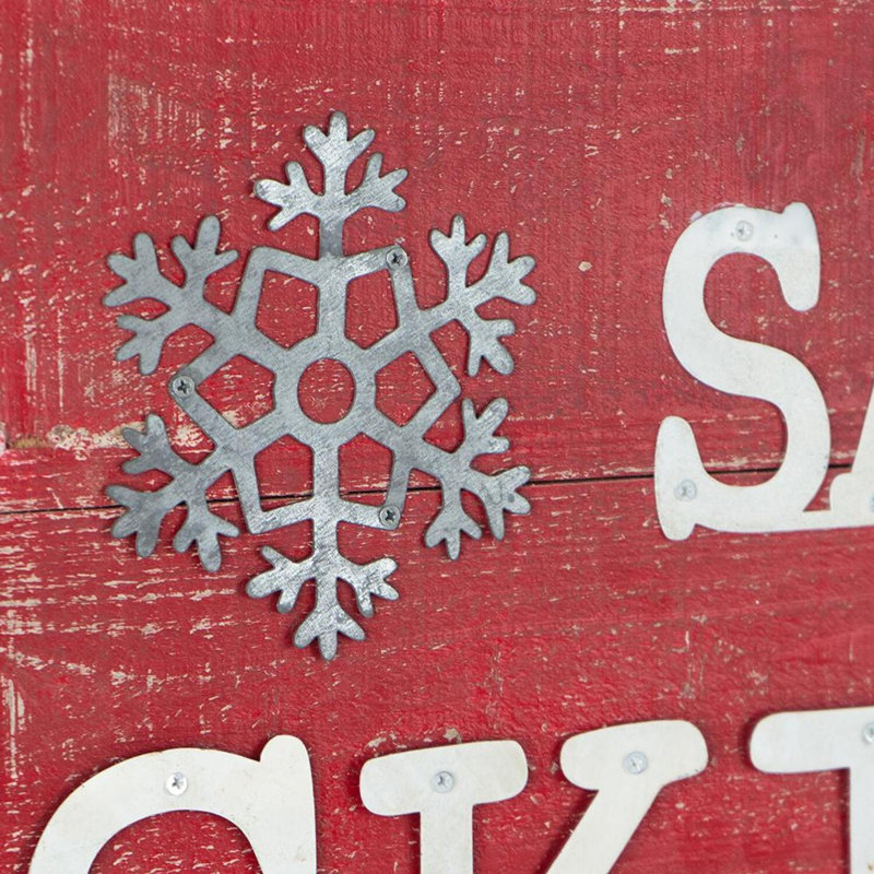 Panneau mural en bois pour le ski du père Noël