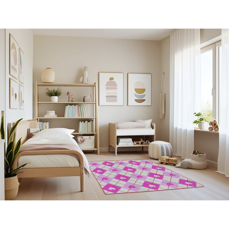 Tapis rose / gris clair Power Loom, Rectangle 3 pi x 5 pi