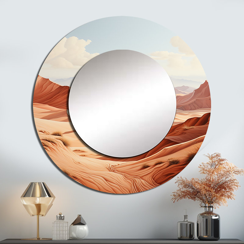 Reynier Desert Dreams Canyon Drift I - miroir décoratif minimaliste, miroir mural rond moderne, impression d'art en métal