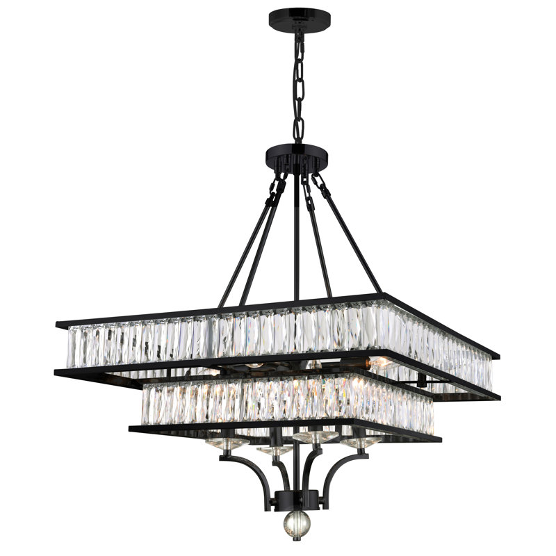 Seale 8 - Light Dimmable Tiered Chandelier, Black