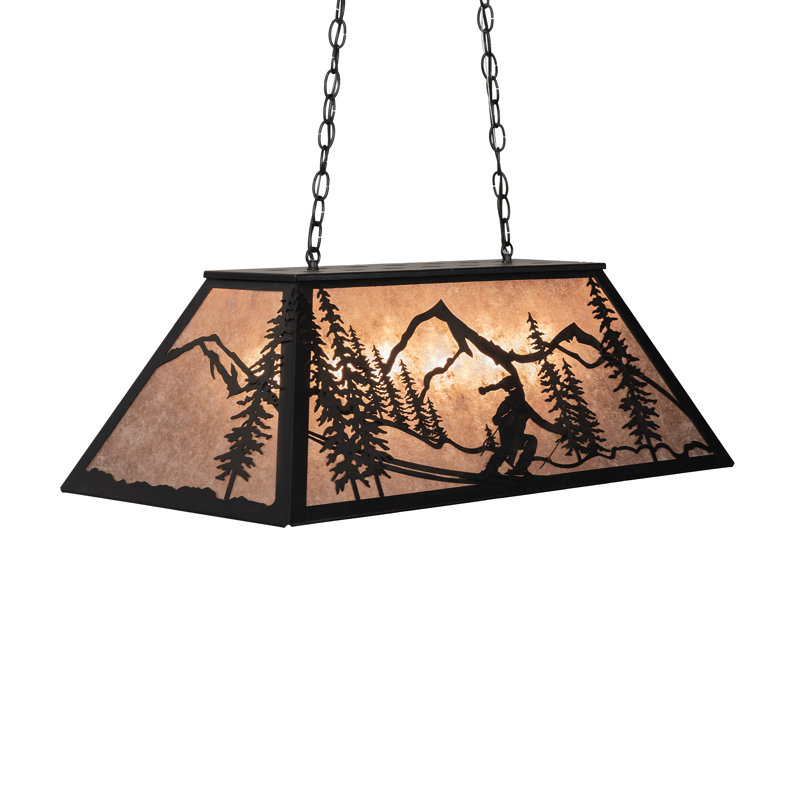 Luminaire suspendu géométrique pour table de billard 6 lumières Old Forge, H 18 - 44 po x l 33 po x P 17 po