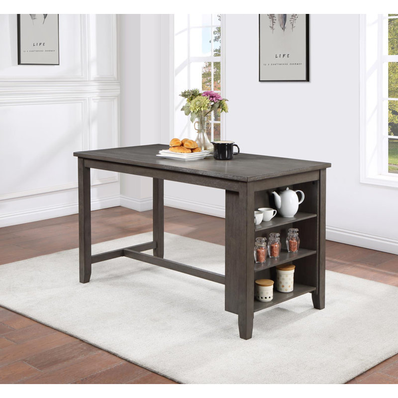 Grey Pub Table With Wine Rack