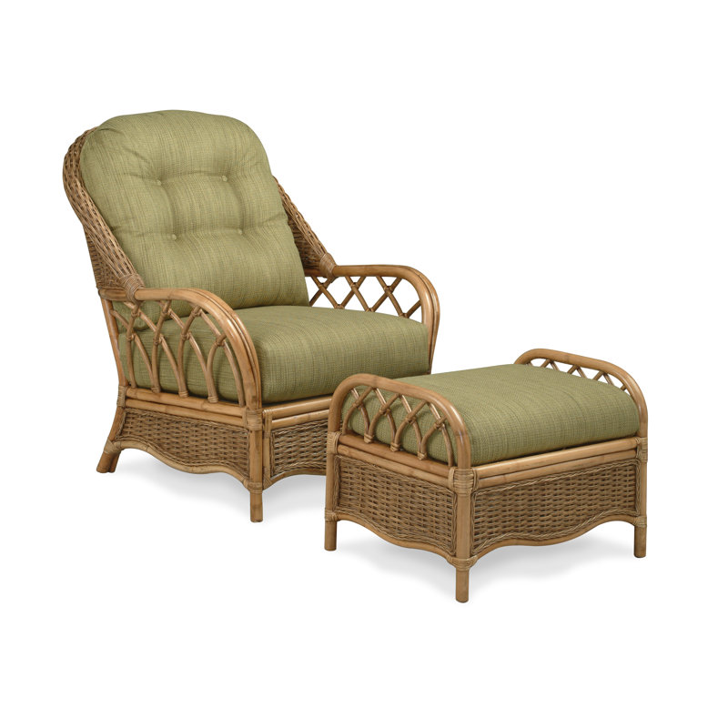Everglade Ottoman, Honey, White Performance Fabric; 0851-94