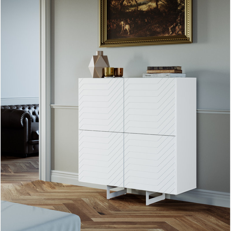 Banjarmasin 110cm Sideboard, White/White