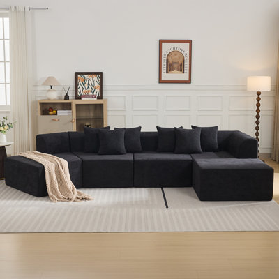 Boneless 139.8" Oversized Modular Sectional Sofa with Compression Memory Foam and Curved Design