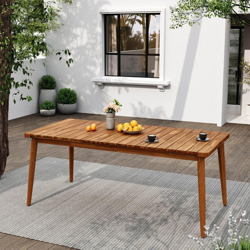 Farmhouse Acacia Wood Dining Table, Teak, 30" H x 36" L x 72"W