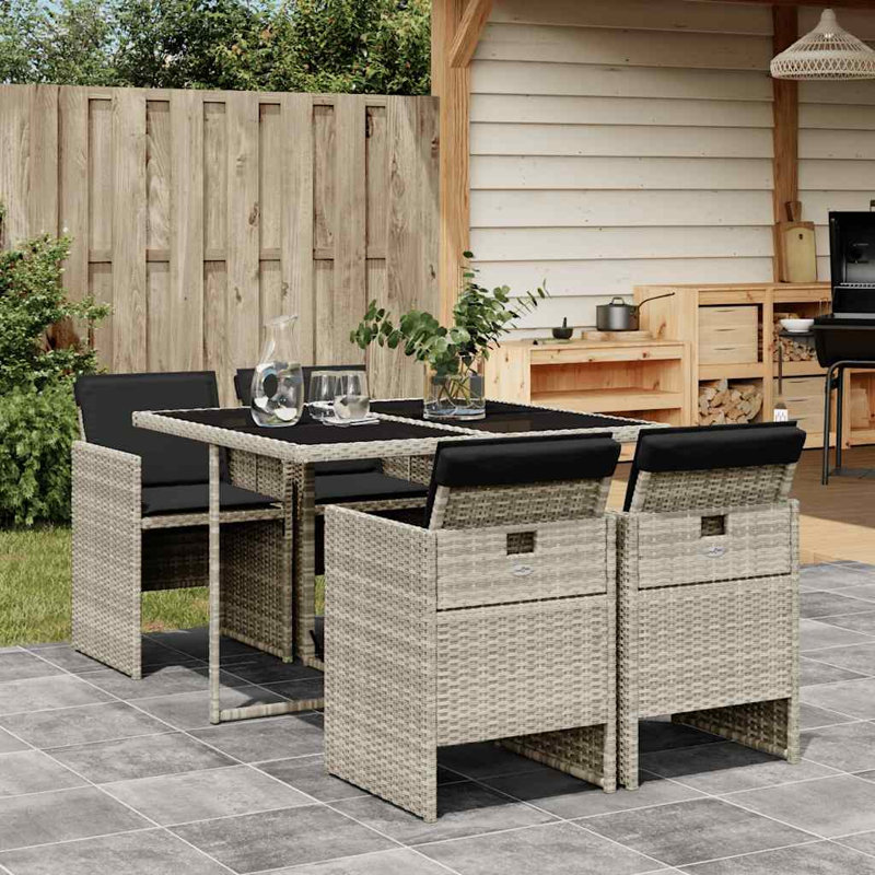 Patio Dining Set Table,, Black, Light Grey