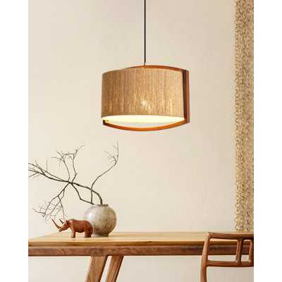 Lustre rétro en bois massif de corde de chanvre américain
