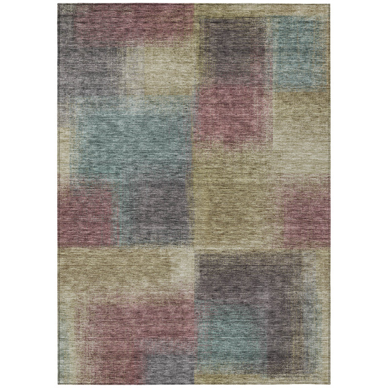 Neysa Washable Abstract Indoor / Outdoor Rug, Rectangle 3' x 5'