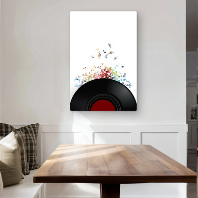 Notes Escaping from a Vinyl Record - Bedroom Musical Metal Print