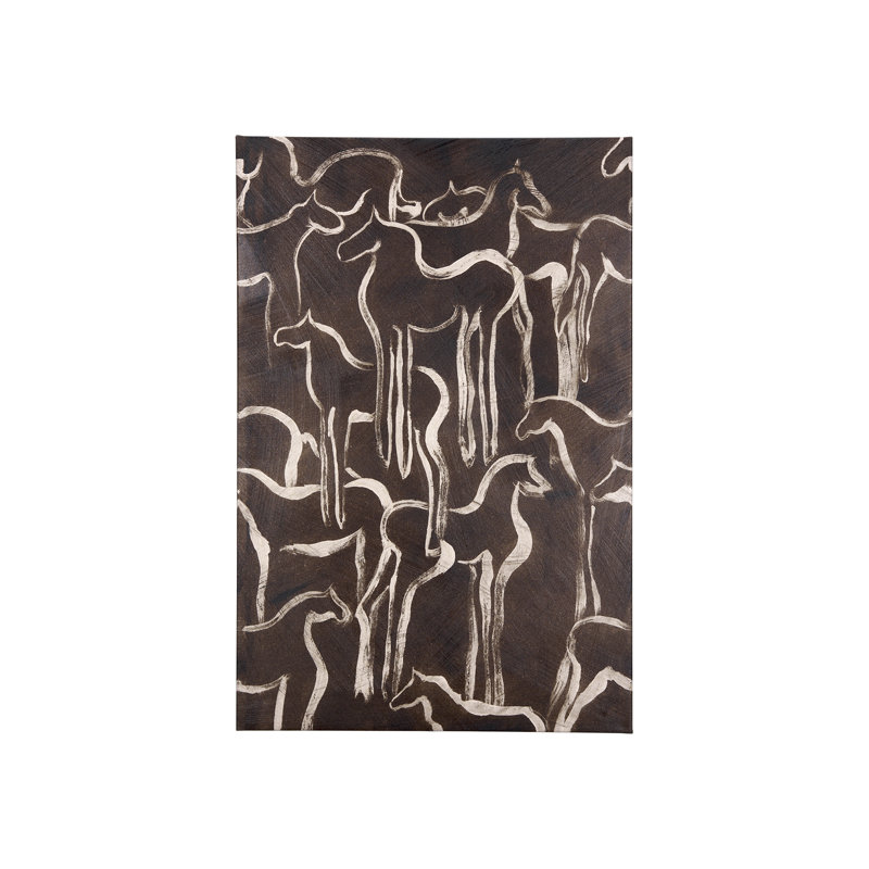 Toile texturée embelli à la main Horse Herd IV a, H 45 po x l 30 po x P 1,5 po