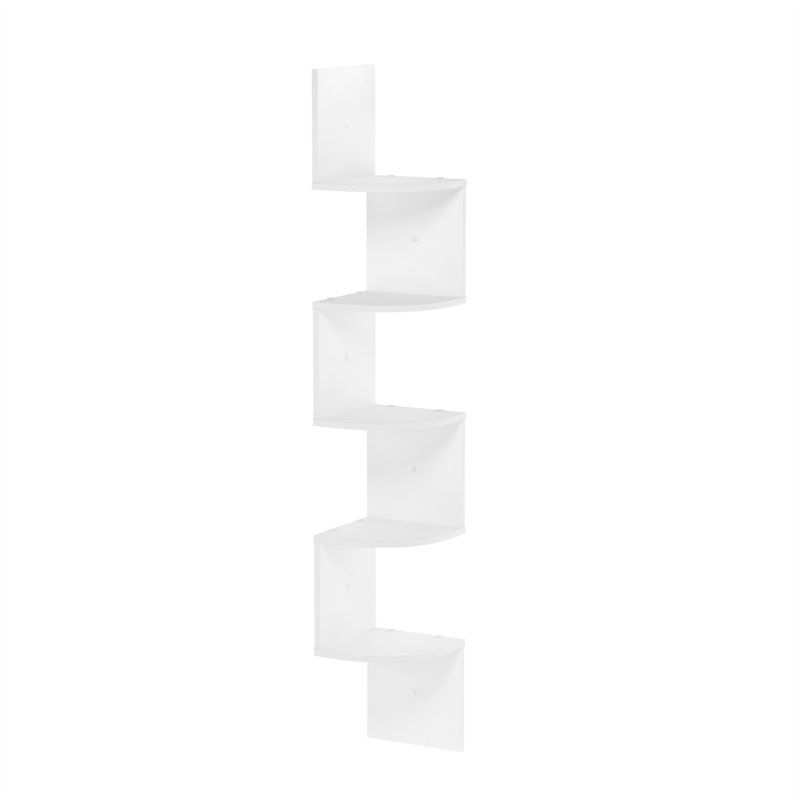 Tablette d'angle flottante à fixation murale à cinq étages Traeshon Wrought Studio Gionnie, Blanc