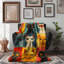 «Retro Kitty Rave» - couverture en sherpa de qualité supérieure - reproduction d'art luxueuse-96939451