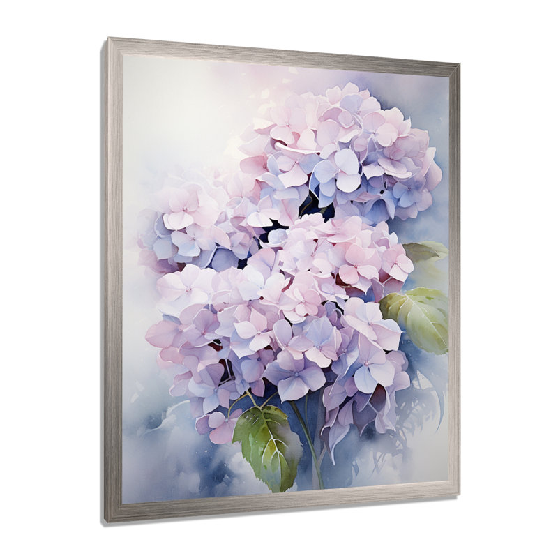 «Maybeck», impression sur toile «Hydrangea Graceful Whispers», H 20 po x l 12 po x P 1 po, Cadre simple argenté