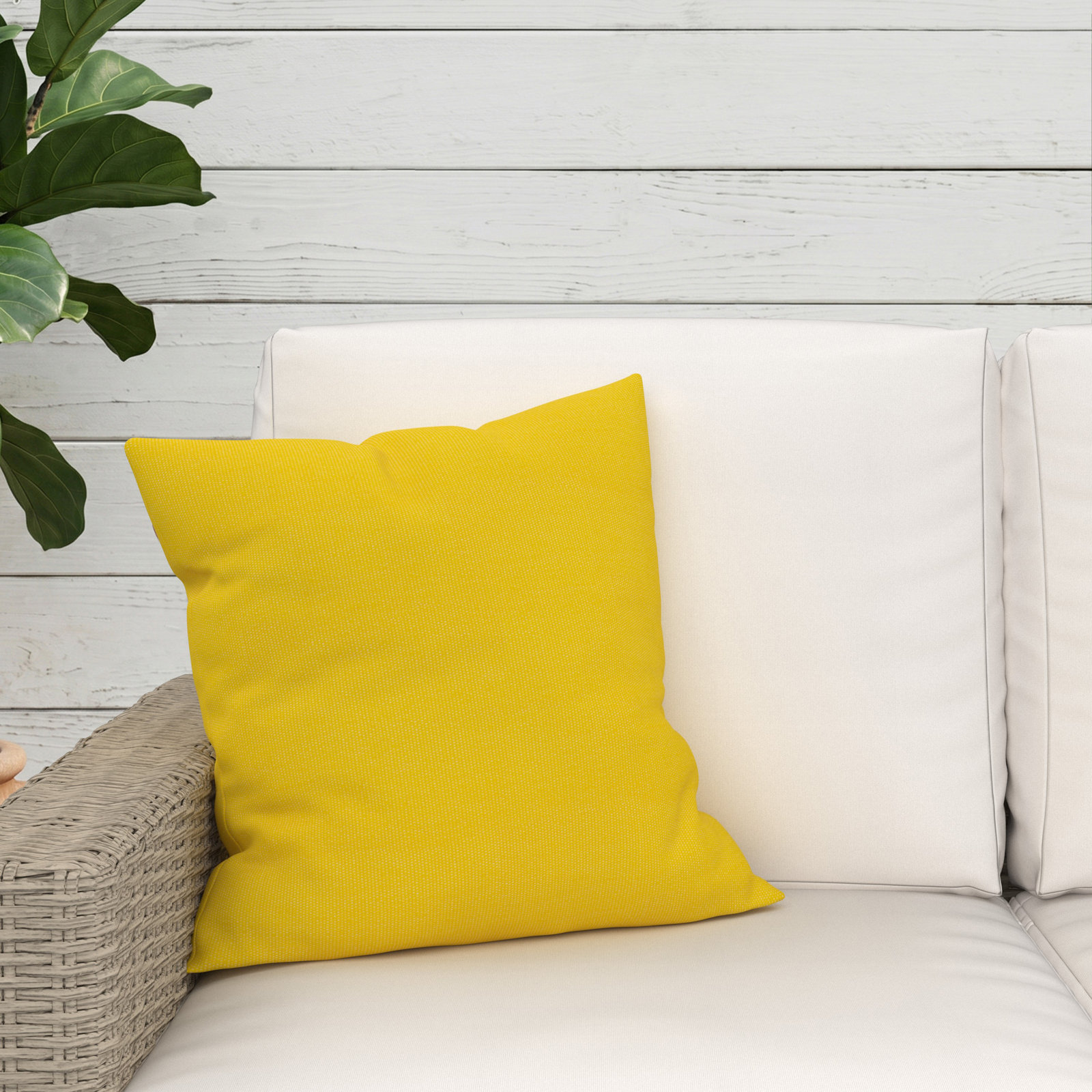 Sunbrella® Throw Pillow, Square 18", Sunbrella Canvas Sunflower Yellow