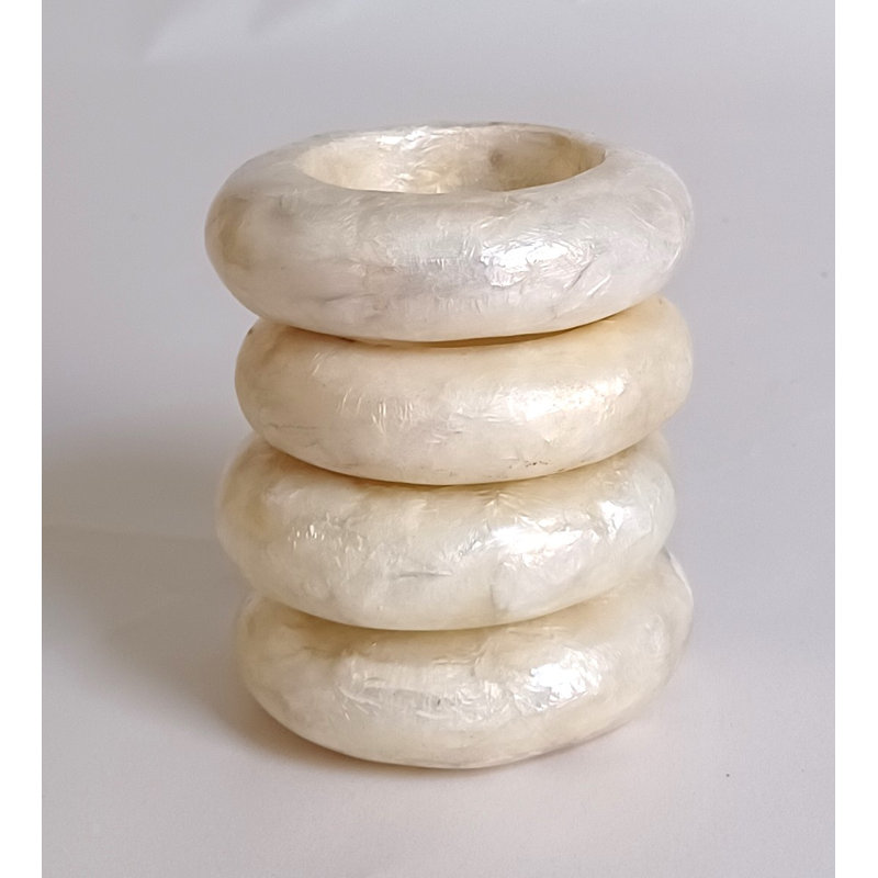 Ensemble de 4 rondelles de serviette Baked Capiz, Blanc