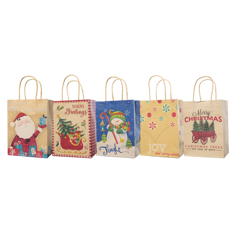 Paquet de 15 sacs-cadeaux de Noël moyens assortis avec poignée