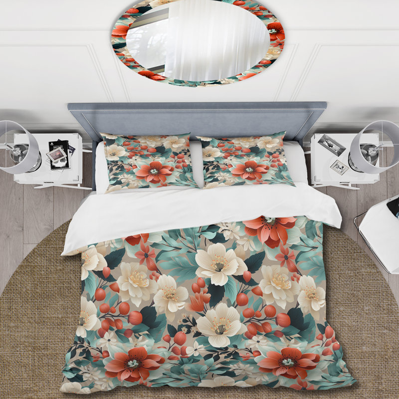 Ensemble de housse de couette Coral Gingham, Housse de couette simple + 1 taie décorative stan