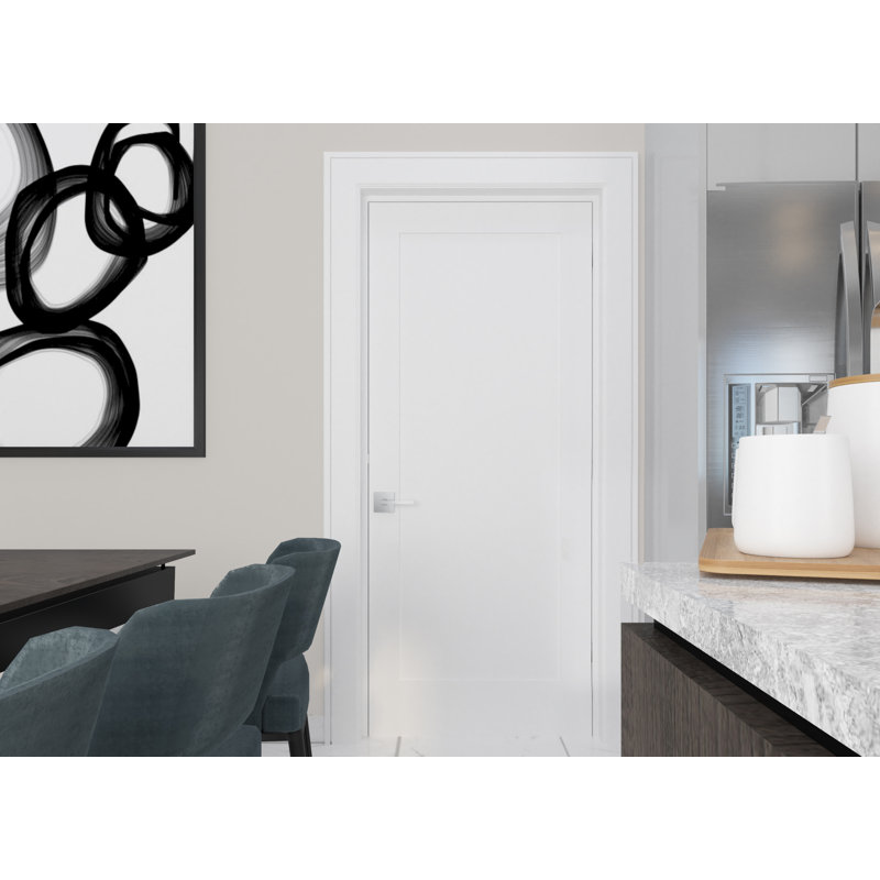 Porte intérieure simple en composite apprêté à gauche avec cadre noir avec charnières noir mat, À gauche, 36 po x 80 po