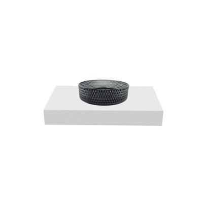 Lavabos vasques rondes en cristal noir 14 "avec base blanche 30" Scotch