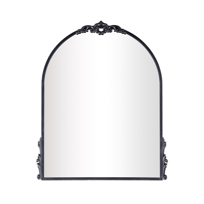 Vignale Vintage Metal Arched Wall Mirror, Black, 26" x 20"