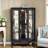 Elegant Light Oak Curio Cabinet with Tempered Glass Doors, LED Light, Mirrored Back Panel & Adjustable Shelves – Perfect Display Storage for Home & Office-1856611771-1852791099