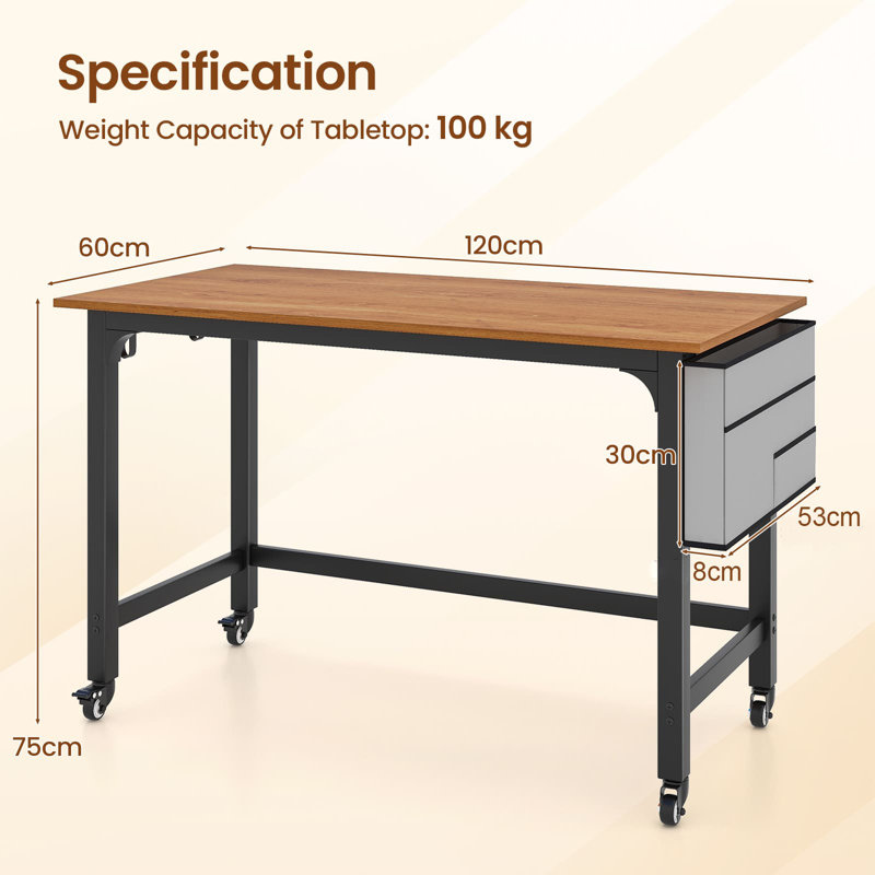 Alyxandra Metal Base Computer Desk, Yellow