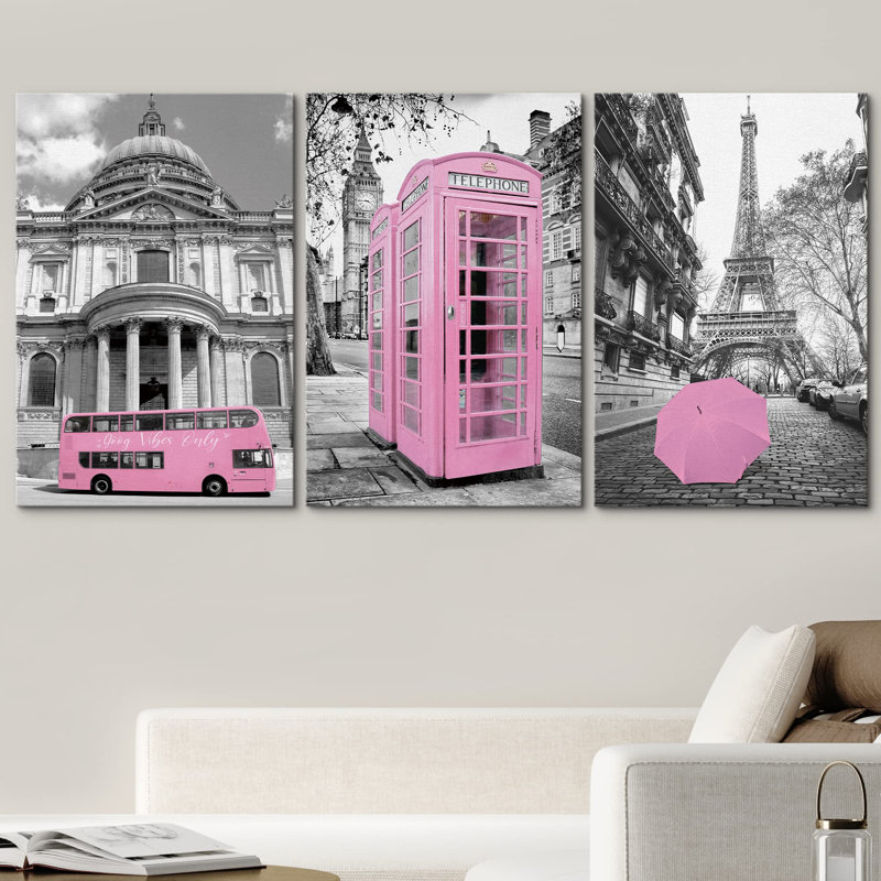 Duotone Italy London Paris Vacation Cityscape Architecture Photography Modern Art Urban Landscape, Wrapped Canvas