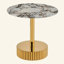 Table de bout moderne, table de chevet, avec verre à motif de marbre avec une structure en acier inoxydable, convient aux salons et aux chambres à coucher, facile à assembler.