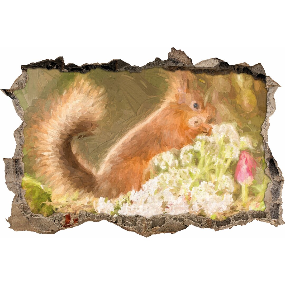 Wandaufkleber Gnawing Squirrel in Moss