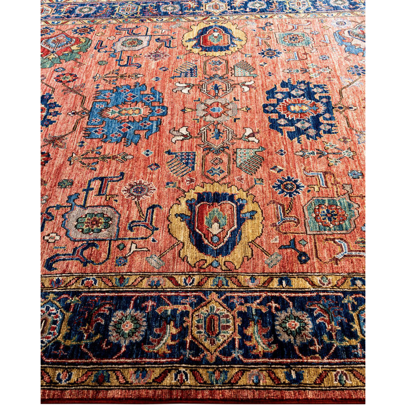 Tapis unique noué à la main Serapi - rouge, 6 pi 2 po x 9 pi 2 po