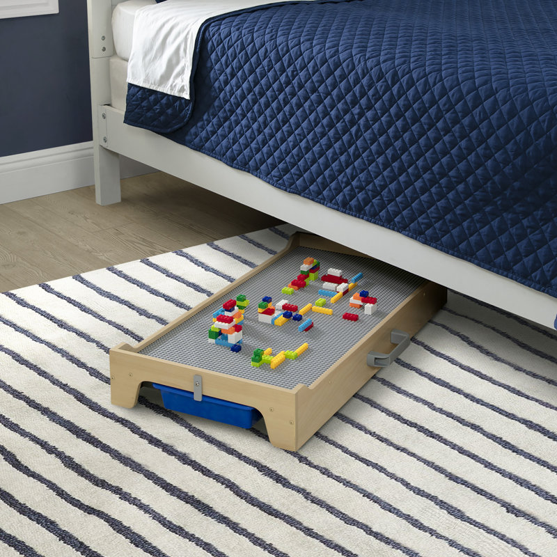 Gray Wooden Folding Play Table with Storage Bins