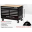 Coffre à outils extensible 46 "9 tiroirs Extradep, armoire de rangement / banc de travail mobile avec plateau en bois / multiprise, équipé de roulettes, poignée, doublure et système de verrouillage, capacité 1200 livres