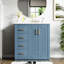 Meuble-lavabo de 30 po avec lavabo en céramique. Bois massif et bois massif Beaucoup d'espace. Armoire indigo.-1141562678-1141562680