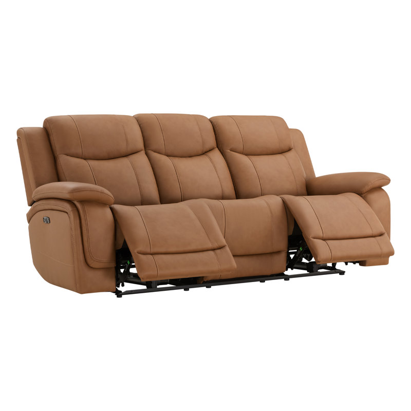 89'' Genuine Leather Zero Gravity Power Recliner Sofa with USB Ports