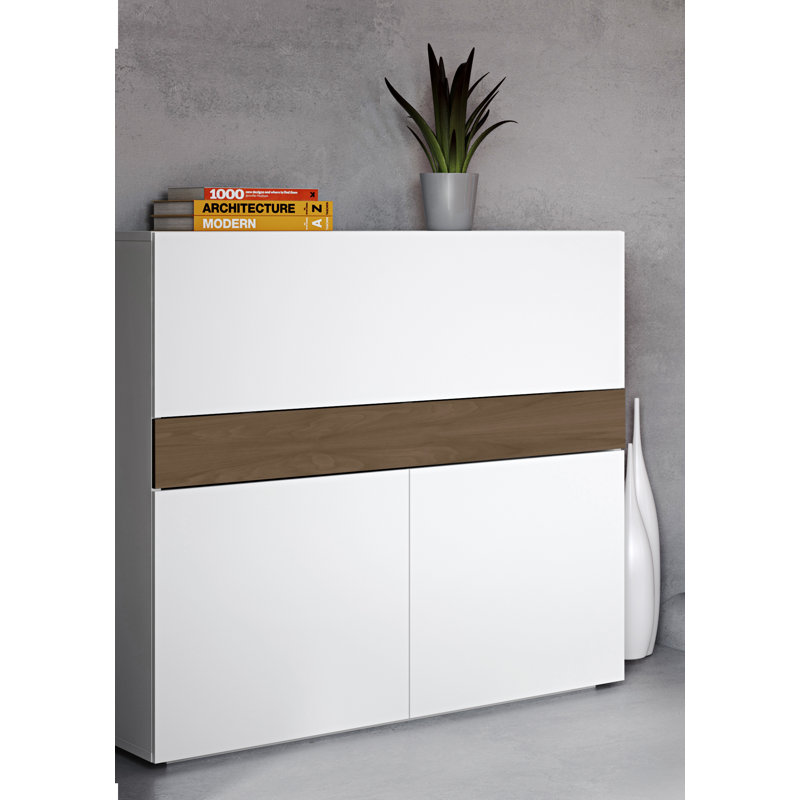 Type de bureau Focus, Blanc pur / noyer