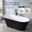 Baignoire autoportante ovale en acrylique de 150 cm (59 po), double dos, avec bonde centrale et trop-plein intégré, noir mat